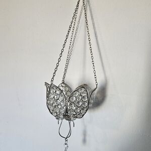 Elegant Silver Crystal Tea Light Holder Set Of 2